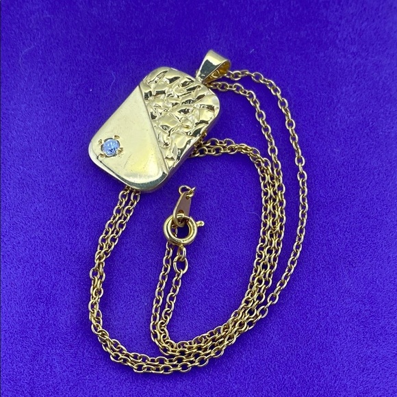 💛 Elegant Gold Plated Nugget CZ Pendant Necklace - Picture 4 of 5